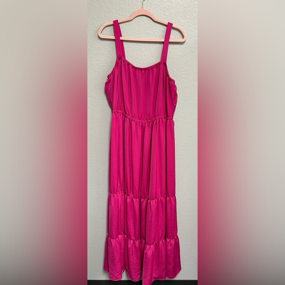 NWT pink maxi. Ruffles on bottom. Elastic at waist. INC brand. Xl